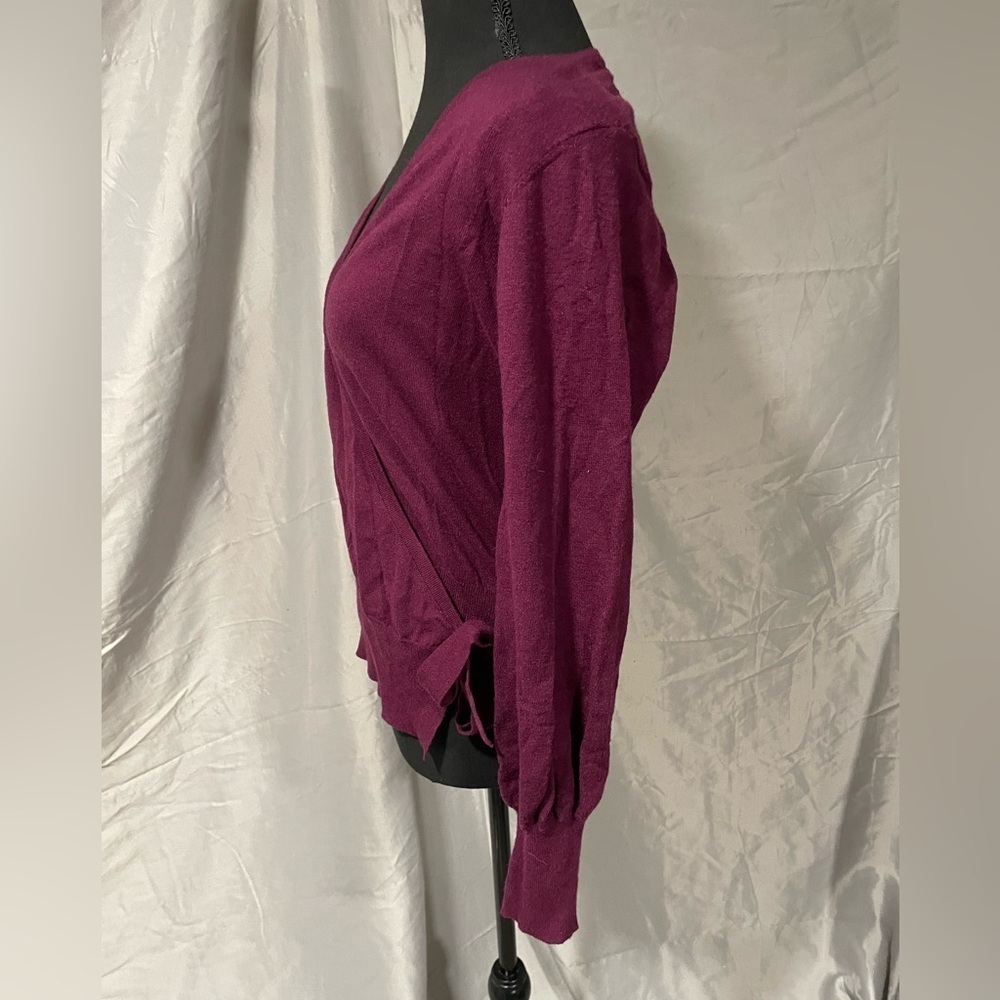 Ryegrass Elegant V-Neck Wrap Sweater - Deep Purple - Picture 8 of 9